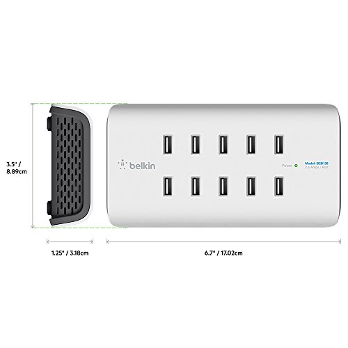 Belkin Caricabatteria A 10 Porte Usb-A, 10 X 2,4 A, Ricarica Rapida, Protezione Dalle Sovracorrenti Integrata, Bianco - 3
