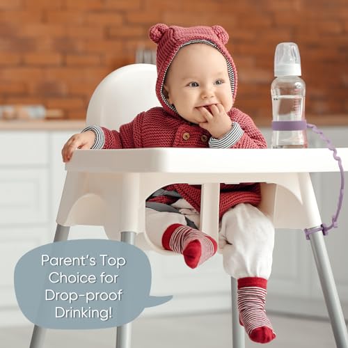 Image of Baby Bottle and Sippy Cup Straps - Adjustable Straps Attach with Strollers, High Chair, Shopping Cart - Food Grade Silicone - Dishwasher Safe (5Packs, Color 2)