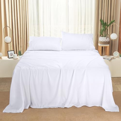 Image of Utopia Bedding King Bed Sheets Set - Pack of 2 Sheet Sets - Perfect for Spa, Hotel, & Guest Bedroom - Brushed Microfiber - Shrinkage and Fade Resistant - Easy Care (White)