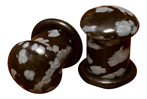 Lobal Domination Pair Single Flare Snowflake Obsidian Stone Plugs Gauges Earlets Organic Pierced Body Jewelry (0G (8Mm)) #TOP21