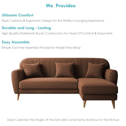 Image of Atticus RHS 4 Seater L Shape Sofa Set for Living Room (Brown Fabric) Premium Fabric Sofa Set