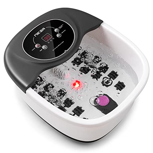 Image of Foot Spa Bath Massager with Heat, Bubble, Vibration and Temperature Control, 22 Massaging Rollers Foot Soak Tub for Foot Pain Relief, Pedicure Foot Soaker with Acupressure Massage Points & Red Light