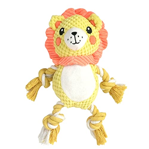 fuxuan Dog Lion Toys, Indestructible Squeaky Dog Toys for Aggressive chewers, Puppy Dog Chew Toys for Teething, Plush Dog Toys
