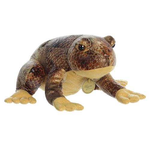 Aurora® Realistic Miyoni® Animal de peluche de rana toro americana, detalle realista, compañía entrañable, marrón, 11 pulgadas