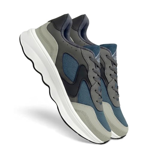 Image of BRUTON Men's RAPTOR-608 Blue Stylish Running Shoes | Lightweight Breathable Mesh Sports Shoes | Cushioned Lace-Up Athletic Footwear for Running, Walking, Gym & Training