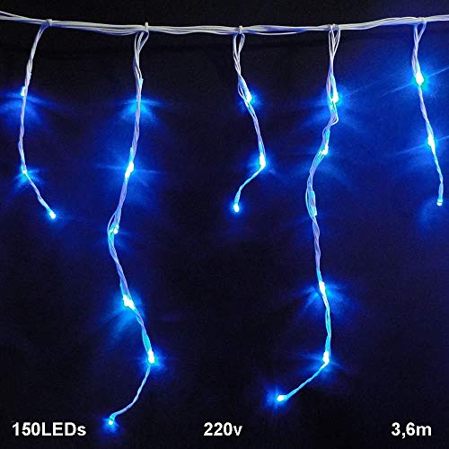 Cascata Luminosa 150 LEDs Azul 220v 3,6m 1315