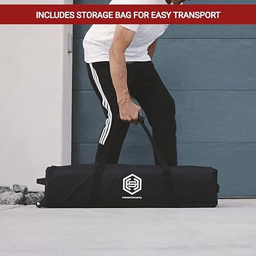 Image of Dominator Standard Portable Pickleball Net - Indoor /Outdoor Regulation Pickleball Net - USAPA Compliant Pickleball Net on Wheels - System Includes Rolling Storage Bag & Locking Wheels