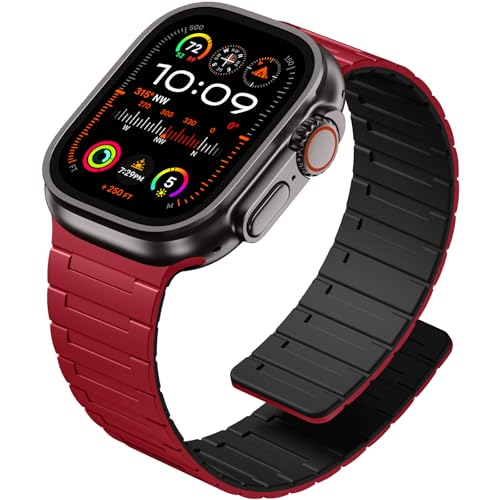 Image of SNBLK Magnetic Watchband Compatible with Apple Watch for Men 44mm 45mm 46mm 49mm 42mm 41mm 40mm 38mm Women, Silicone Sport Strong Magnet Strap for iWatch Series 11 Ultra 3 Ultra 2 Se 10 9 8 7 6 5 4 1