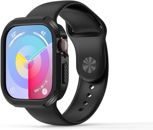 Image of Meyaar Tough Armour Case Compatible for Apple Watch Series 10 42mm |Military Grade Protective Cover, TPU Bumper Case for Apple Watch Series 10 42mm (2024) (Black, 42MM)