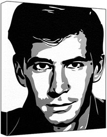 Anthony Perkins (100% Original Painting. Not A Print ) Acrylic Paint On Deep Framed Canvas (60 x 50 x 1.8 cm) 3-Colour Black/Grey/White-image-10