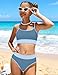 MIGU Girls Swimsuit Girl Bikini Set Size 12-14 Gary Color-Block Bathing Suits for Girls with Chest Pad Adjustable Straps Swimwear Fashion Swim Suit