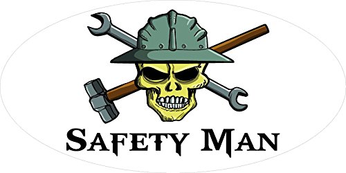 3 - Safety Man Skull Hard Hat/Helmet Stickers 1 1/2" x 3" H334