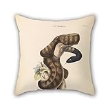 Diese Kissenbezüge sind 50 x 50 cm groß. Thema des Musters ist: Ölgemälde Harriet Scott - Schwarzkopfschlange, Aspidiotes melanocephalus.