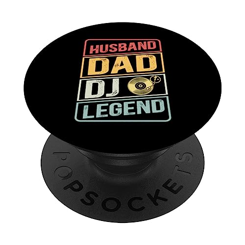 Reproductor de música Dj Dad Husband Dad DJ Legend retro Día del Padre PopSockets PopGrip Intercambiable