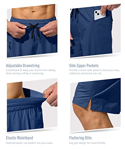 Image of Men's Swim Trunks Quick Dry Board Shorts with Zipper Pockets Beach Shorts Bathing Suits for Men - No Mesh Liner