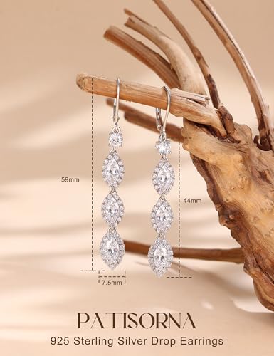 Image of PATISORNA 925 Sterling Silver Long Dangle Earrings for Women Hypoallergenic