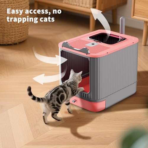 Arenero para gatos con diseño silueta de gato, rosa miniatura 4