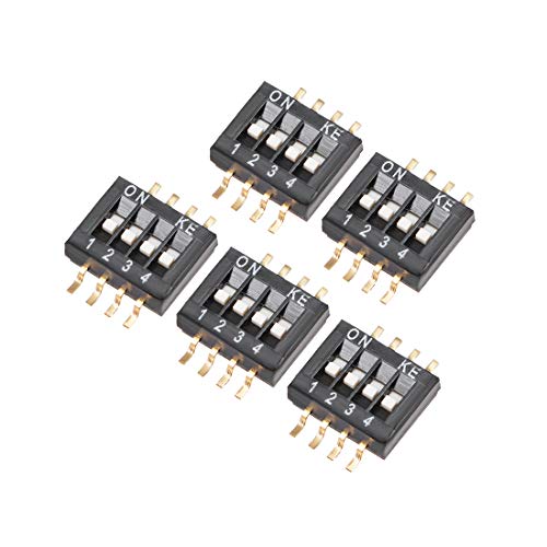 Uxcell 5 Pcs Black Surface Mounted Devices Dip Switch 1-4 Positions 1.27Mm Pitch For Circuit Breadboards Pcb #TOP18