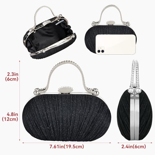 Image of Simcat Women Gold Clutch Purses Glitter Evening Handbag Pleated Evening Bag for Lady Formal Bridal Wedding Prom