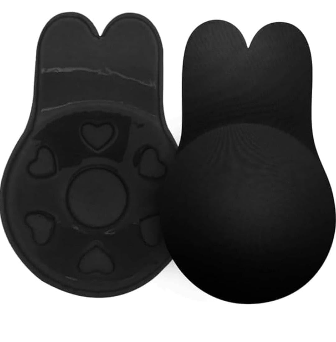 lingerie park Silicone Push Up Invisible Bra Tape | Strapless Backless Sticky Bra with Rabbit Shape Lift | Self Adhesive Reusable Breast Lift Pasties for Women (in, Alpha, L, Regular, Black)-picture-27