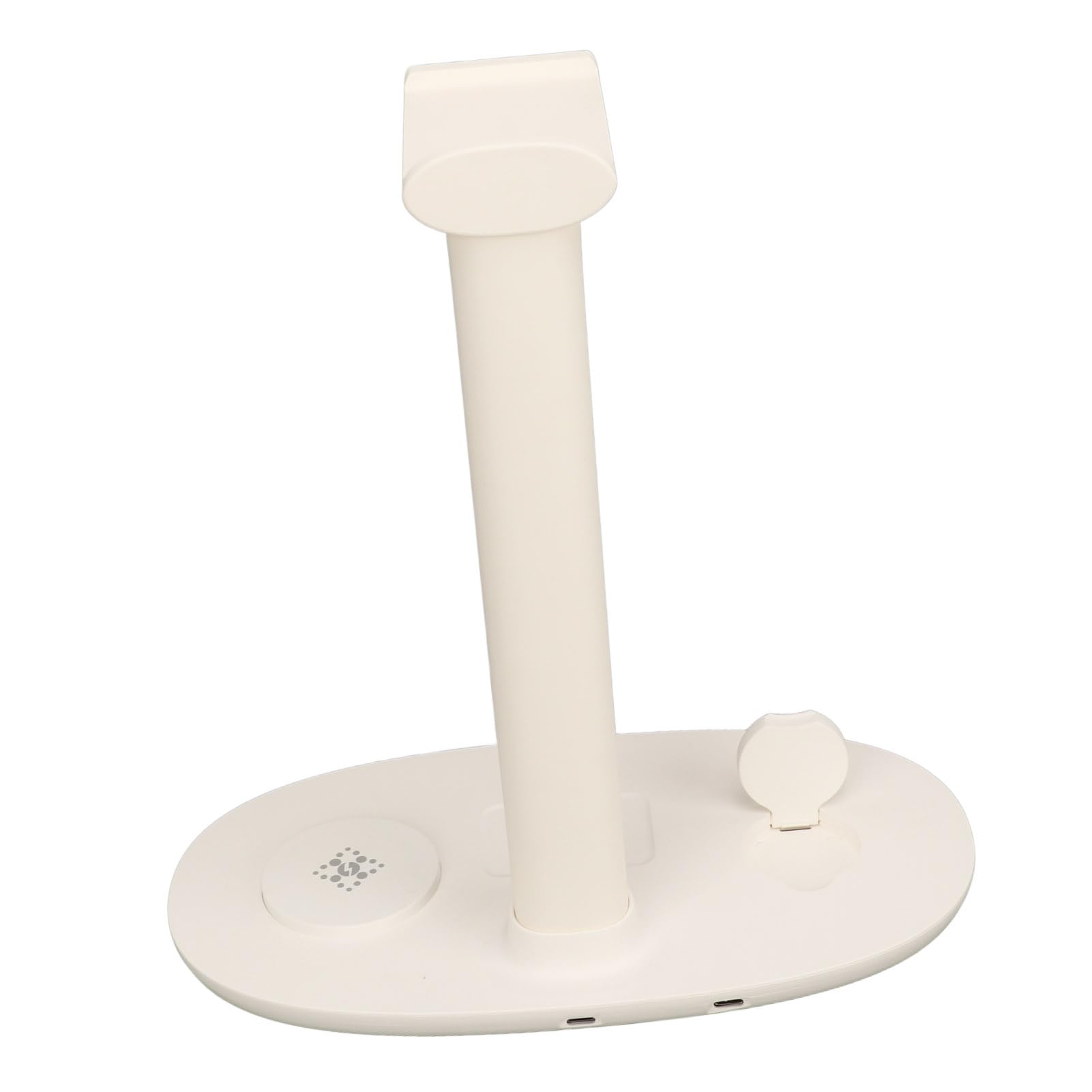 Soporte para Auriculares, Cargador Inalámbrico de 15 W Que Ahorra Espacio, Estación de Carga Segura para Auriculares, Disipación de Calor Desmontable 4 en 1 para Teléfonos Móviles (Blanca)