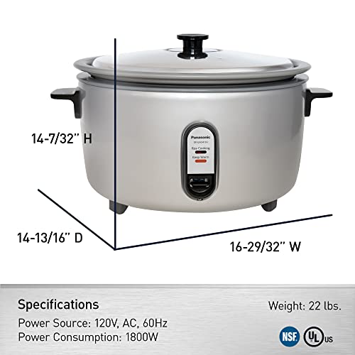 Image of Panasonic Commercial Electric Rice Cooker, 120V Extra-Large Capacity 60-Cup (Cooked), 30-Cup (Uncooked) with One-Touch Operation - SR-GA541FH - Silver