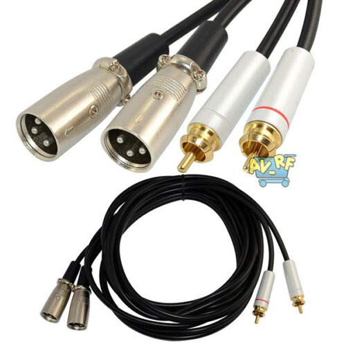 FidgetGear 5 10Ft 3Pin 2 XLR Male Plug to 2 RCA Male Pro Audio AV Cable