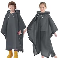 QMAHA 2 Pack Kids Waterproof Rain Poncho, Reusable Raincoat with Hood for Girls Boys, Lightweight Clear Rain Poncho Kids Children Rain Cape for School Outdoor Hiking
