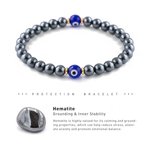Image of Evil Eye Bracelets Hematite Protection Gifts for Women Men