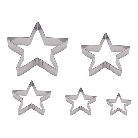 Dadam Star Cookie Cutters Set of 5 - Stainless Steel Star Cookie Cutter Set - Five-Pointed Star Biscuit Molds Fondant Cake Cookie Cutter Set Pastry Mold Cover