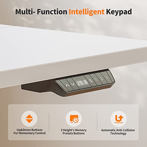 Cubiker 40 X 24 Inch Standing Desk, Stand Up Height Adjustable Home Office Electric Table, Sit Stand Desk With Splice Board, White Frame & White Desktop #TOP5