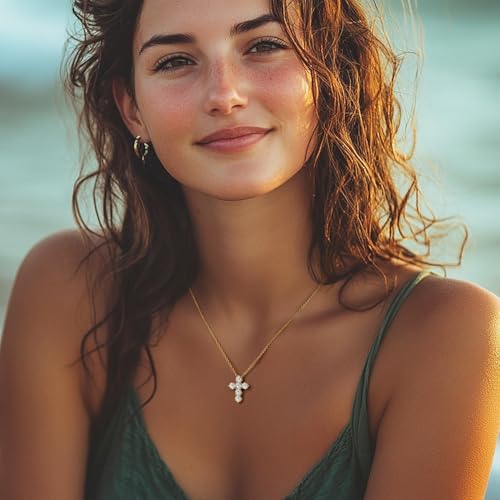 Gold Cross Necklace 14K Gold Cross Necklaces for Women Necklace Crosses Pendant with Cubic Zirconia Dainty and Distinctive Womens Crosses Chains3