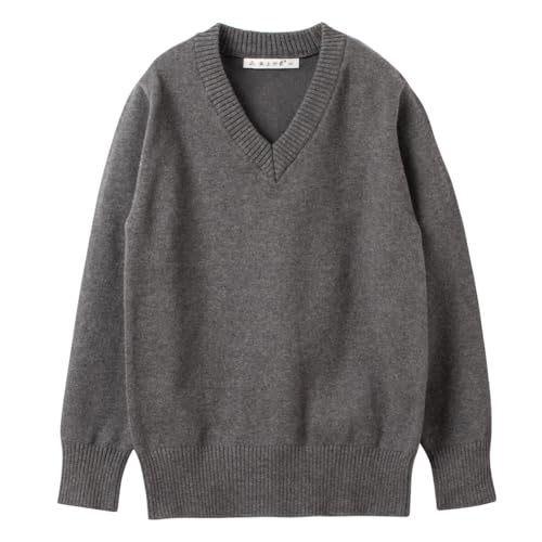 ACESTAR Boys and Girls' Uniform Cotton V-Neck Collar Sweaters Long Sleeve Pullover Knit Sweater
