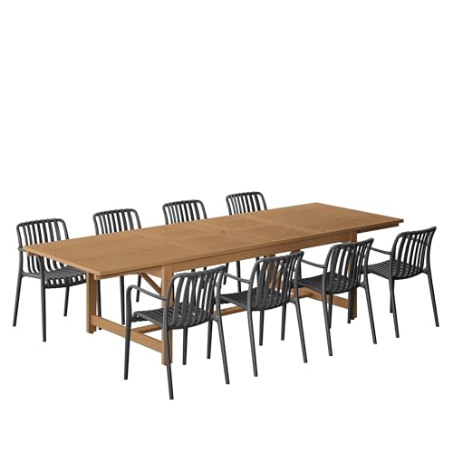 Urban Elements Mykonos 9-Piece Rectangular Extendable Patio Furni...