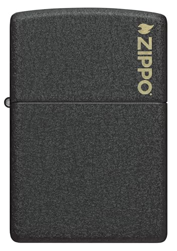 Zippo Classic Black Crackle Logo Pocket Lighter