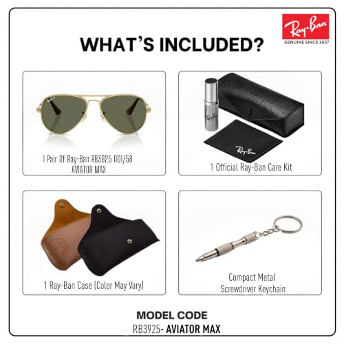 Image of Ray-Ban RB3925 AVIATOR MAX Pilot Sunglasses with Official Eyewear Kit