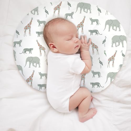 Image of Little Grape Land Nursing Pillow Covers 2 Pack, Soft & Breathable Removable Breastfeeding Pillows Covers for Feeding Pillows, Nursing Pillow Slipcover for Baby Girls Boys, (Safari & Green)