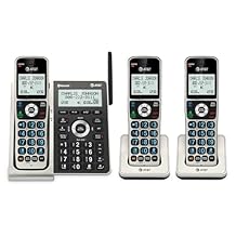AT&T BL3107-3 DECT 6.0 3-Handset Cordless Phone with Bluetooth Connect to Cell, Smart Call Blocker, Digital Answering System, Extended Range, Big Buttons - Titanium Black