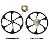 26 inch Black Aluminum Alloy Mag Wheel Set Front & Rear 100x135MM/Bike Wheel Rims with 44T Sprocket & 22T Single Speed Freewheel-Gas Motorized Bicycle