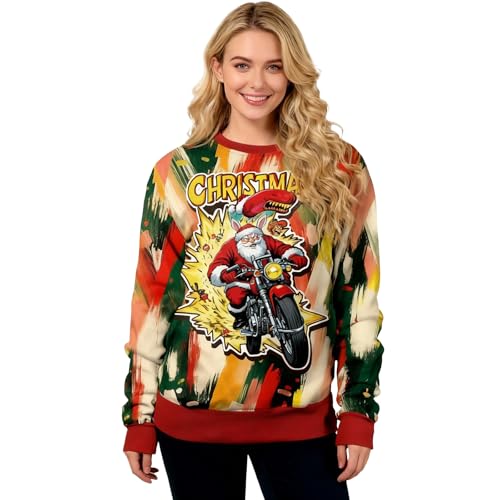 Motorbike Santa Comic Burst Sweatshirt, alternative view 3