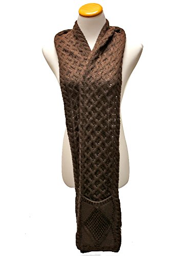 Luxury Divas Brown Classic Knit Unisex Winter Scarf With Pockets3