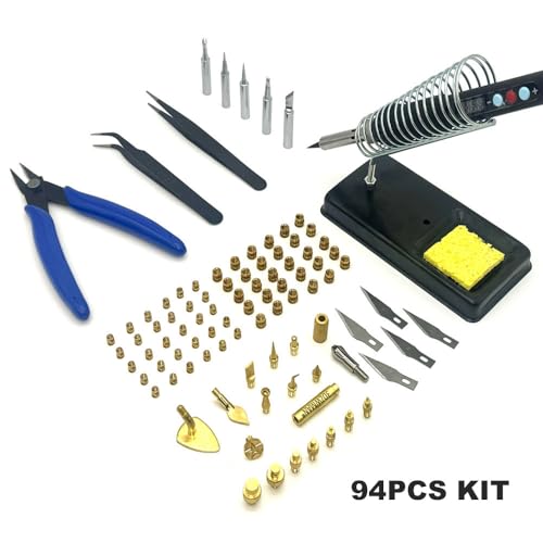Heat Set Insert Tools kit Brass Nuts 3D Printing 60W Digital Soldering Iron 94PCS