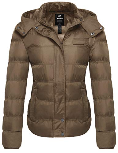 Wantdo Women's Insulated Fleece Windproof Coat Winter Puffer Jacket Khaki Large