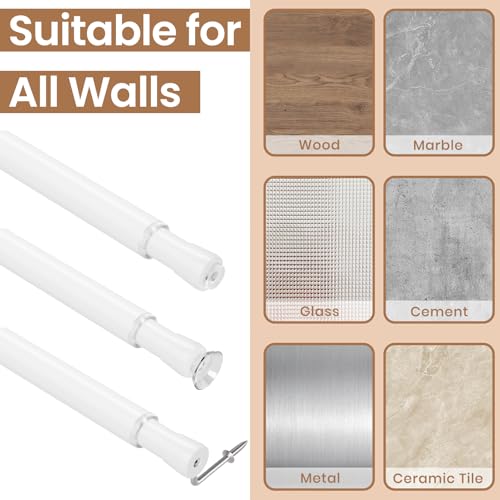 WELDUN 2PCS Small Tension Curtain Rod, 3 in 1 Net Curtain Rods Extendable No Drilling, Φ13mm Spring Tension Pole for Windows, Wardrobe, Cupboard and Bookshelve, 42-75mm - Image 4