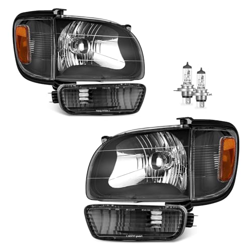 KarSpareHub for 2001-2004 Toyota Tacoma Headlights Assembly for 01 02 03 04 Tacoma Headlight Replacement+Corner Parking Signal Lights+Bumper Light