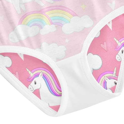 Cute White Unicorns Rainbow Pink Kids Underwear Girls, Toddler Briefs, Girls Cotton Underwear, 2–8 Years4