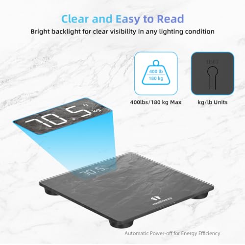 Healthkeep Digitale Personenwaage, hohe Präzision, mit Step-On-Technologie, LED-Anzeige, schlankes Design, max. 180 kg/400 lb… – Ansicht 3