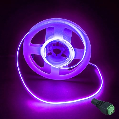 JBdusn 12V Tira LED COB de Morado, 5m flexible Luces LED 8mm de ancho, 480LEDs/m recortable autoadhesiva strip light, para dormitorio, cocina, proyecto de iluminación DIY (Sin energía)