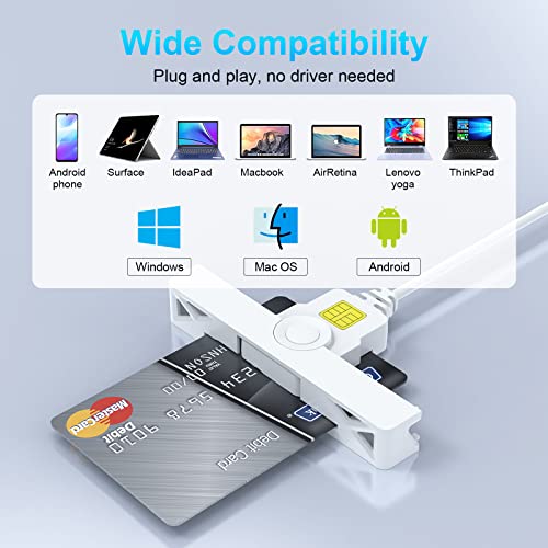Image of Type C CAC Reader, DOD Military USB C Common Access CAC Card Reader, USB C Smart Card Reader PIV CAC Reader Credit Card Reader Compatible with Windows, Mac OS(Mini Fold and Portable Type C)