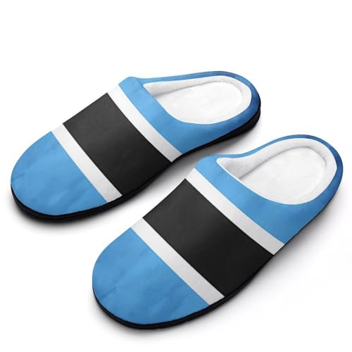 Botswana Flag Women's Cotton Slippers Indoor Outdoor Slip-on Warm House Shoes with Anti-Skid Rubber Sole - Main Image